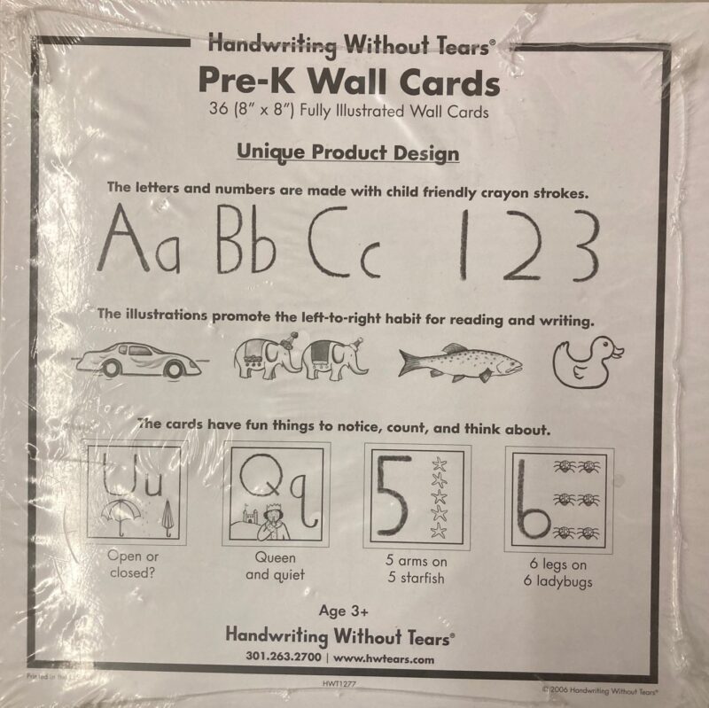 Handwriting Without Tears Pre-K Wall Cards