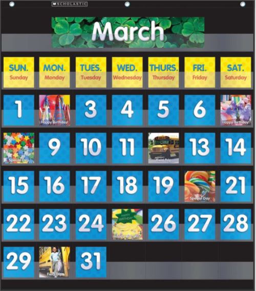 Black Pocket Chart Monthly Calendar The Teacher's Trunk